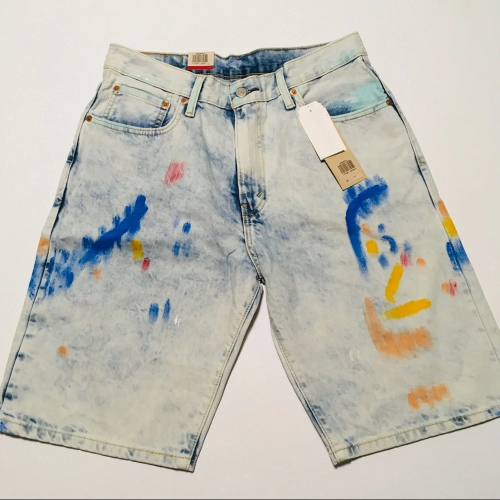 NWT Levi’s 569 Loose Straight Unique Paint Denim Jean Shorts Men's Size 31 NEW - Picture 12 of 12